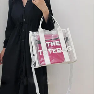 Women Jelly Transparent Pvc Tote Bag Shoulder Crossbody Shopping Bags Korean Handbags Grocery Beach