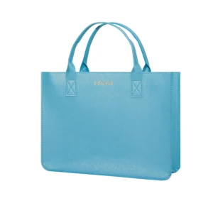 Elegant Blue Leather Tote Bag