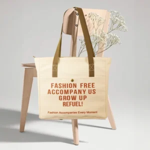 Modern Printed Canvas Tote Bag with Long Handle Reinforced Zipper Outer Storage for Gym Casual Use