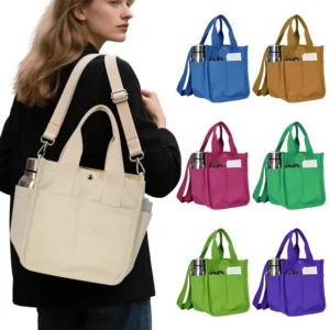 Classic Canvas Shoulder Shopping Bag Functional and Lightweight Tote for Women