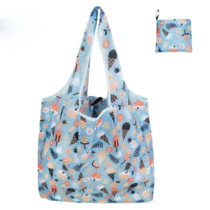 Reusable Recycled Polyester Foldaway Pouch Grocery Shopping Trolley Tote Bags Rpet Foldable