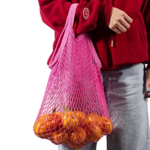 Customized Colorful Cotton Fruit Vegetable Net Bag Reusable Shopping