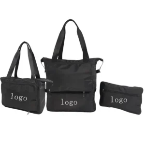 Black Expandable Foldable Luggage Bag Collapsible Suitcases Rolling Travel Duffel with Detachable Spinner Wheels