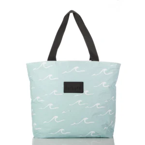 Durable Blue Tyvek Beach Tote Bag with Waves