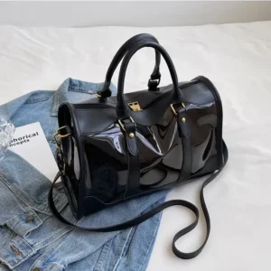 Portable Transparent Pvc Tote Bag for Fitness Gym Sports Travel Clear Overnight Weekender Beach Duffle with Zipper Closure