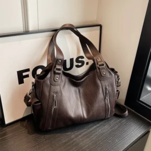 Women Vintage Studded Rivet Purses Shoulder Vegan Pu Leather Crossbody Bag Embellished Slouchy Carryall Handbags Luxury Tote