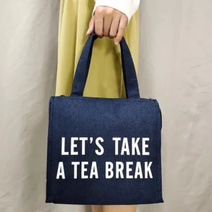 Personalized Canvas Women's Insulated Beach Food Cooler Bag Print Lunch Tote for Picnic