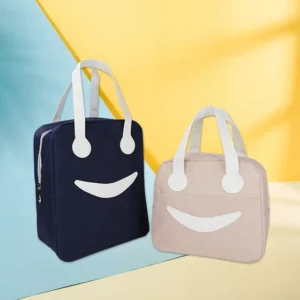 Lovely Smiling Pattern Bento Lunch Cooler Bags Thermal Insulation Small for School Kids Made Durable Polyester