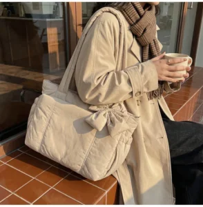 Yoga Leisure Sports Women's Shoulder Bags Trendy Women Bag Nylon Bow Handbag Tote