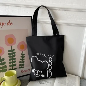 Customizable Black Canvas Tote Bag