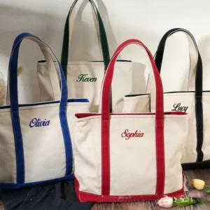 Embroidery Logo Personalization Canvas Tote Cotton Women Handbags Ladies Bags Bag for Bridesmaid Gifts