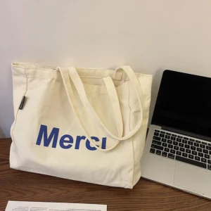 Canvas Tote Bags with Letter Print