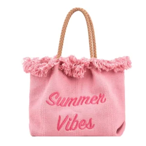 Fashion Canvas Tote Bag with Embroidered Letter