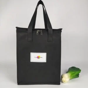 Lunch Box Waterproof Nylon Medium Cooler Bag Reusable Thermal Insulated Black Non Woven Cool Cooled Food Delivery