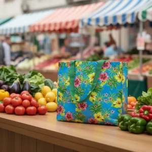 Medium Durable Rpet Handled Shoulder Strap Tote Bag with Pattern for Supermarket Promotion