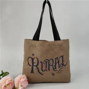 Heighvyway Coton Canvas Tote Bag Printed Cosmetic Bags with Zipper Laptop String