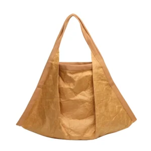 Eco-friendly Vintage Women Blank Kraft Paper Tote Handbag Retro Washable Dupont Shoulder Bag