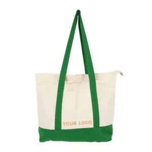 Eco-friendly Recyclable Fashion Patchwork Canvas Tote Bags with Zippered Closure and Creative Printed Design