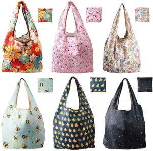Eco-friendly Folding Shopping Bag Reusable Nylon Tote Portable Cloth Polyester Foldable Grocery