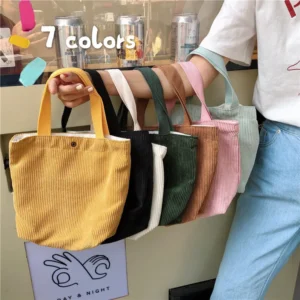 Logo Colorful Velvet Tote Shopping Bags Corduroy Storage Pouches Handbags with Personalized Design