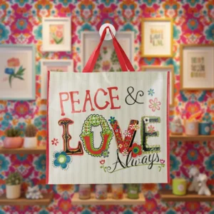 Logo Printed Reusable Eco-friendly Pet Fabric Non-woven Tote Bags Grocery Carry for Supermarket Shopping