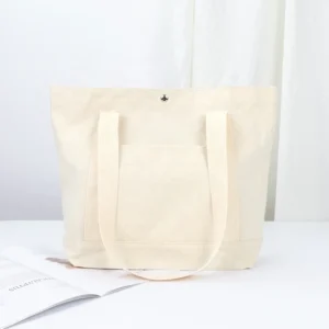White Heavy Duty Shopping Packaging Reusable Handbag Cotton Canvas Tote Bag Customizable with Logo