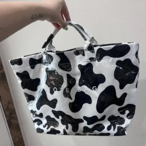Personalized Leopard Print Tote Bag Vintage Western Storage Handbag Ladies Animal Pvc Large Shopping Accessories