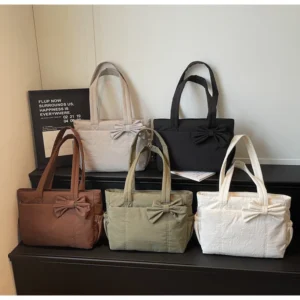 Trendy Yoga Leisure Sports Women's Shoulder Bags Women Bag Nylon Bow Handbag Tote