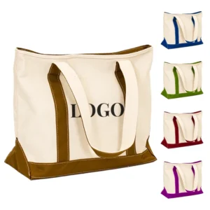 Heavy-duty Structured 12oz Poly-cotton Tote Bag with Customizable Logo Area and Contrast Trim