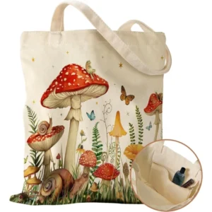 Canvas Tote Bag with Handles for Woman Reusable Cloth Groceries and Shopping Blank Cotton