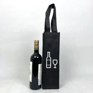Khw Top Quality Woven Wine Bag for Bottles Black Gift Logo