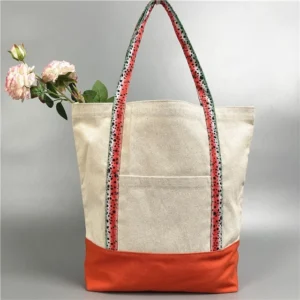 Customized Organic Cotton Shopping Tote Bag Big Bags Canvas Zipper
