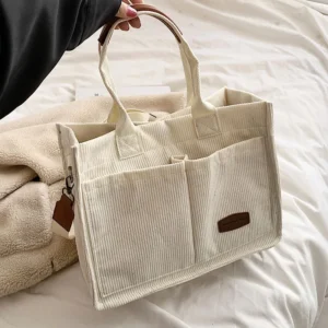 Corduroy Women's Tote Bag Canvas Shoulder Crossbody Bags for Women Korean Female Handbags with Short Handle