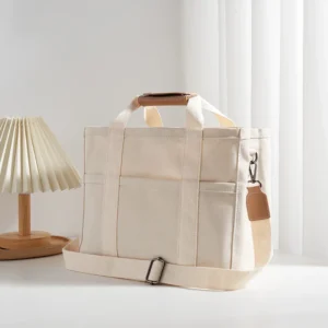 Fashion Multi-pocket Zipper Canvas Tote Bag Women Hand Mother Shoulder Crossbody