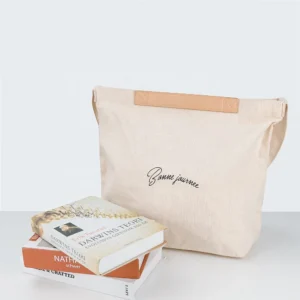 Logo Single Shoulder Strap Messenger Design Reusable Shopping Canvas Bag with Inner Pocket