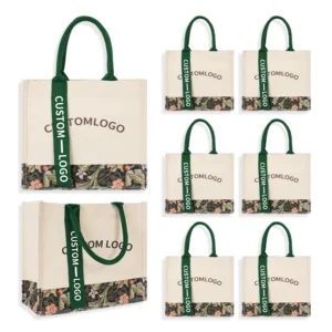 Heavy Duty Canvas Reusable Shopping Tote Bag with Printed Logo Oversized Design Long Handle Shoulder Carry