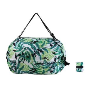 Heavy Duty Durable Waterproof Polyester Folding Grocery Bag Zipper Reusable Expandable Shopping Tote with Adjustable Strap