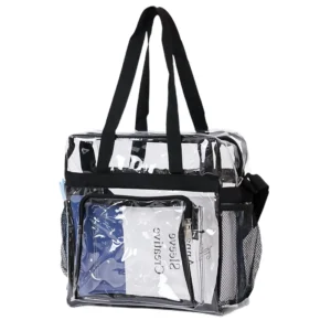 Large Capacity Eco-friendly Reusable Pvc Waterproof Tote Bag Zipper Closure Stylish Durable Shopping for Daily Groceries