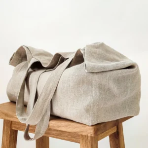 Linen Beach Tote with Pockets