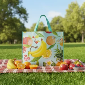 Eco-friendly Reusable Non-woven Grocery Shopping Bag Logo Printed Recycle Rpet Fabric for Daily Life Packaging