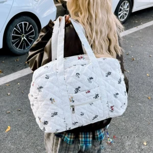 Fitness Sport Plaid Quilting Diaper Bag Cherry Portable Duffel Outdoor Short Trip Mom Large-capacity Travel