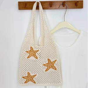 Starfish Embroidered Beach Tote Bag