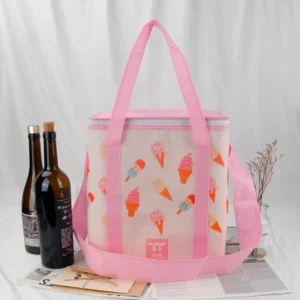 Logo Rpet 90gsm Non Woven Waterproof Lunch Cooler Tote Outdoor Insulated Picnic Bag Large Capacity Portable Zipper