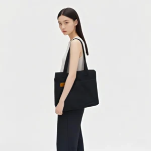 Customized Logo Eco-friendly Canvas Shopping Bag with Rope Handle Foldable Reusable Scalable Capacity for Outdoor Use