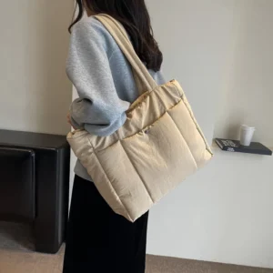 Quilted Puffy Lightweight Tote Bag