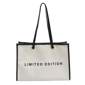 Canvas Tote Bag with Leather Handles
