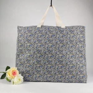 Blue Canvas Quilt Bag Fabric Blanket Dress Storage Cloth with Zippers Reusable Strong Large Bags