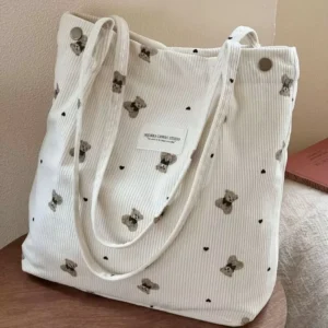 Eco-friendly Velvet Fashion Shoulder Bag Cute Shopping with Letter Patterns