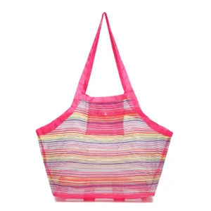 Extra Large Striped Mesh Beach Tote Bag