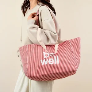 Popular Stripe Canvas Tote Bag Customized Be Well Shoulder Large Capacity Streak Shopping Bags Accessories